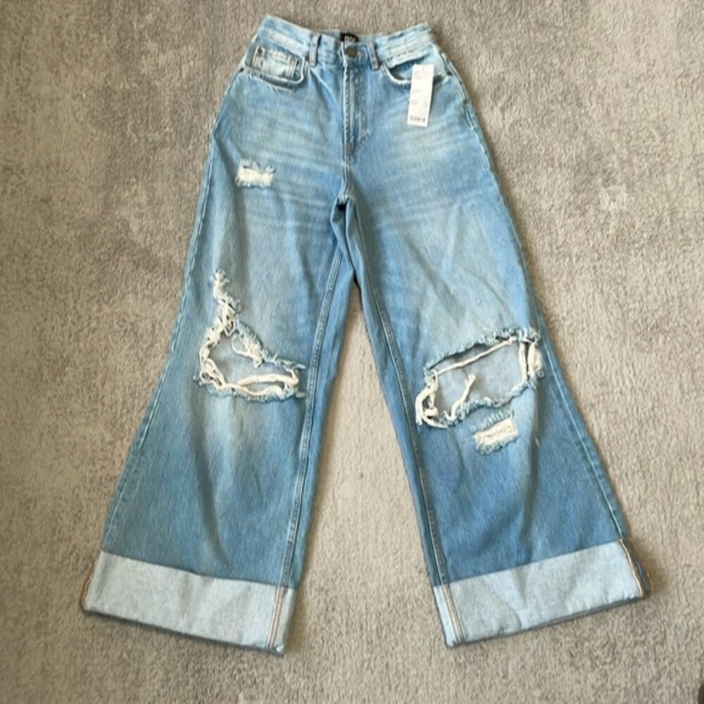 BDG Light Blue Distressed Wide Leg Jeans